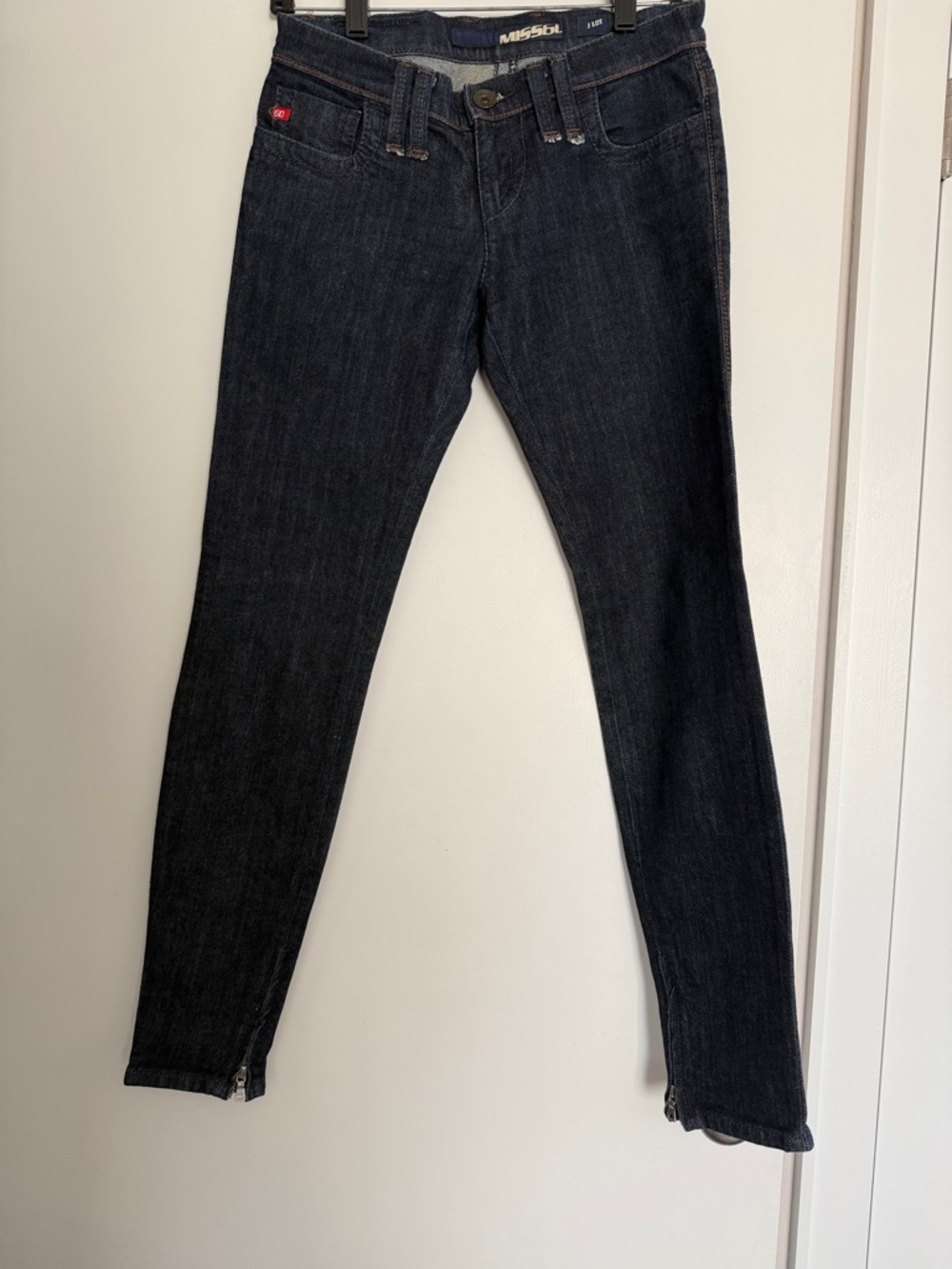 Miss Sixty /Dark Blue Skinny Jeans zip hem size 25